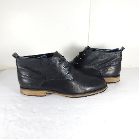 Andrew Marc Men's Nykanel US 11 Black Leather Lace-Up Ankle Chukka Boots - Picture 9 of 14